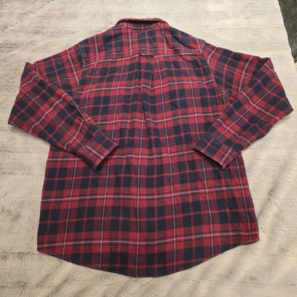 Orvis Mens Red Black Plaid Flannel Button Down Shirt Medium 1312517
